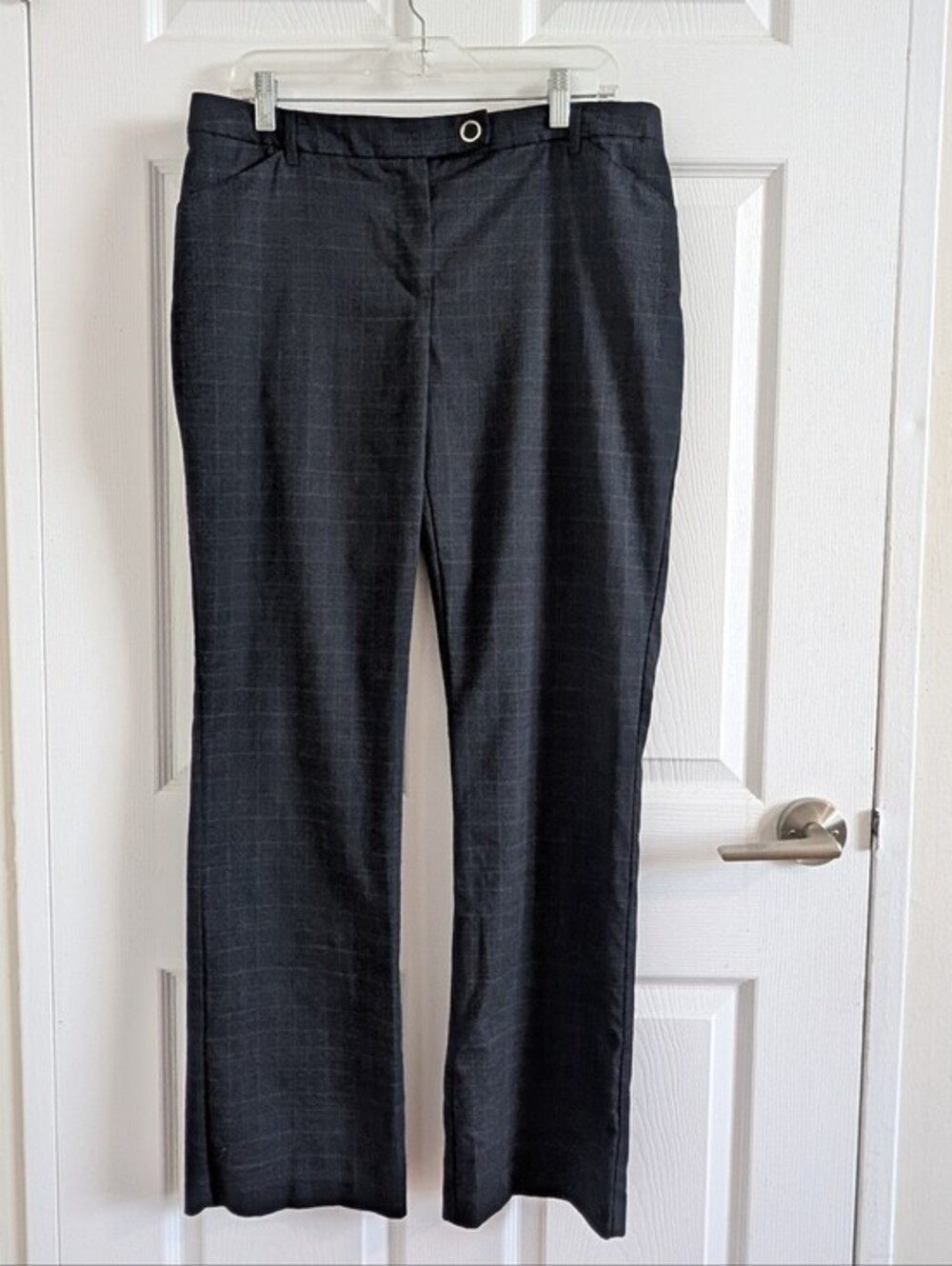 Reitmans Dark Grey Glen Plaid Dress Pants Size 12 | Mid Rise Trousers Workwear